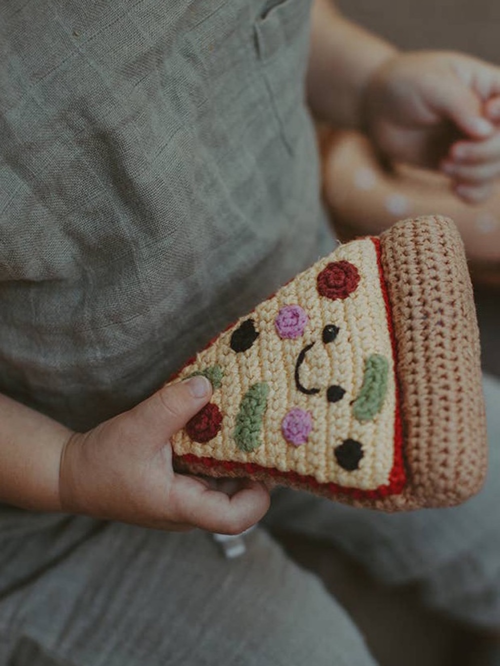 Pizza Hand-Crocheted Pretend Play Food Toy Rattle